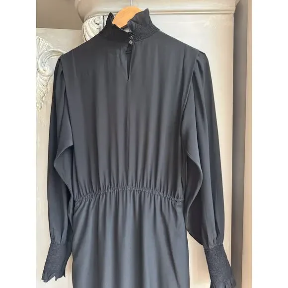 Isabel Marant Etoile Yescott Dress Sz 6 EU Sz 36 Black Silk Asymmetric Midi NWT - Picture 8 of 12